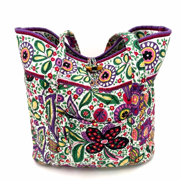 NWT New Vera Bradley Viva La Vera Tote Bag Shoulder Print Large Handbag Carry On - Picture 4 of 4